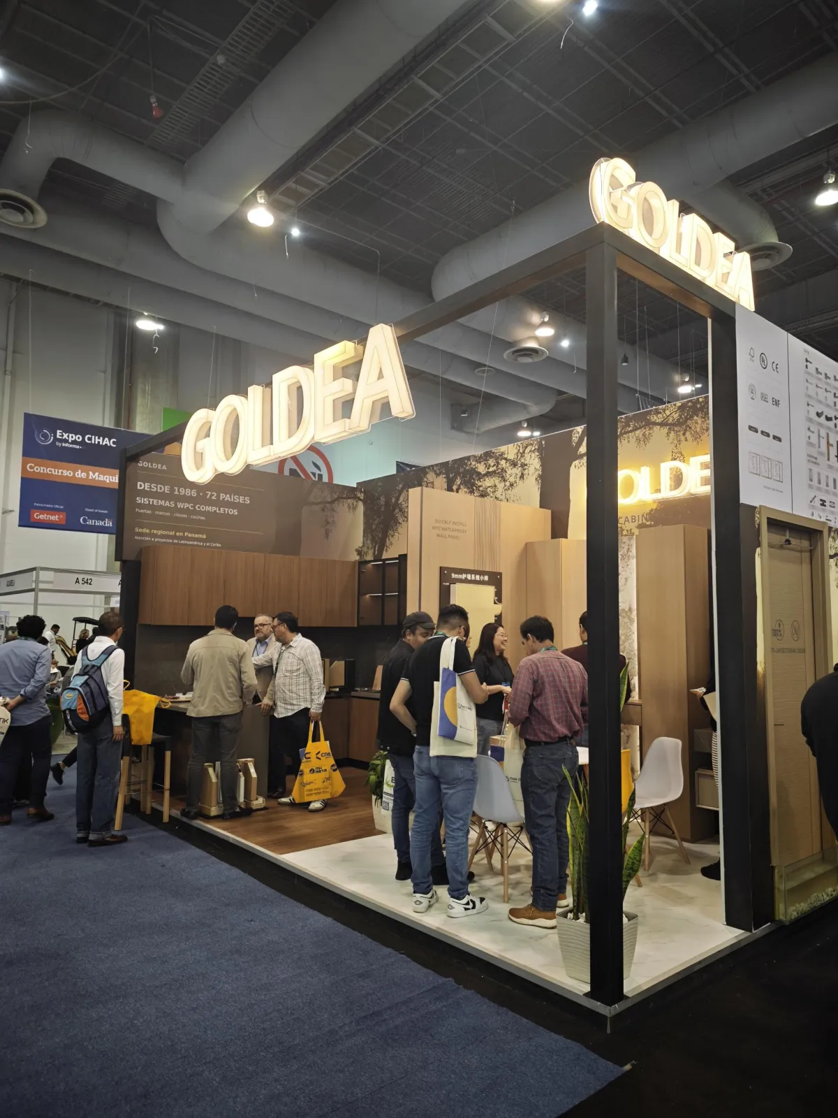 Product certifications displayed at the Goldea booth