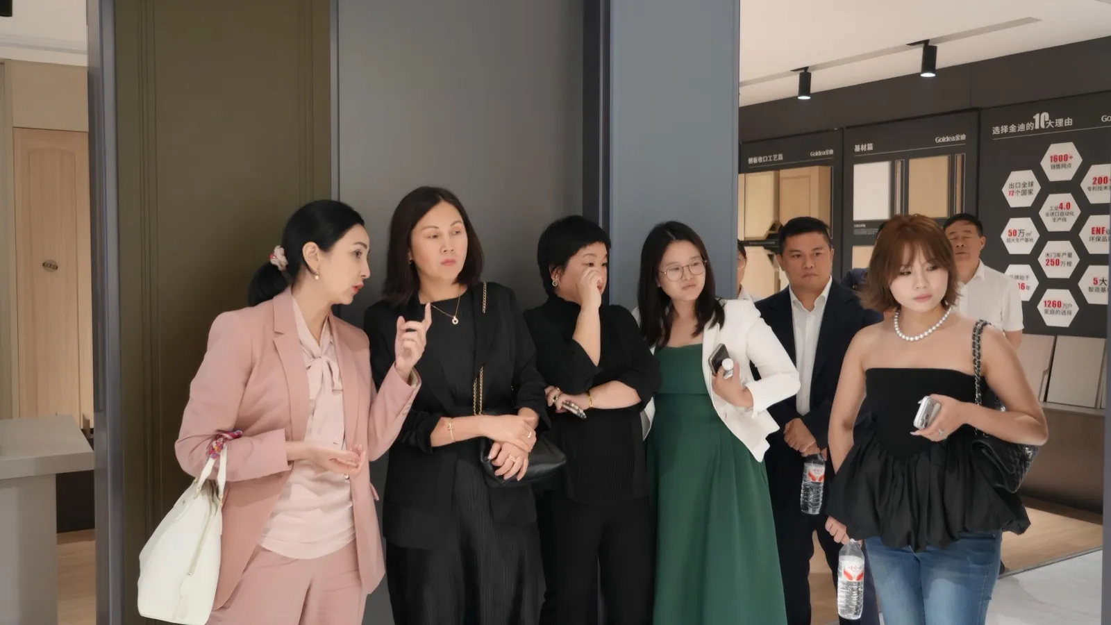 The delegation touring the Goldea flagship showroom