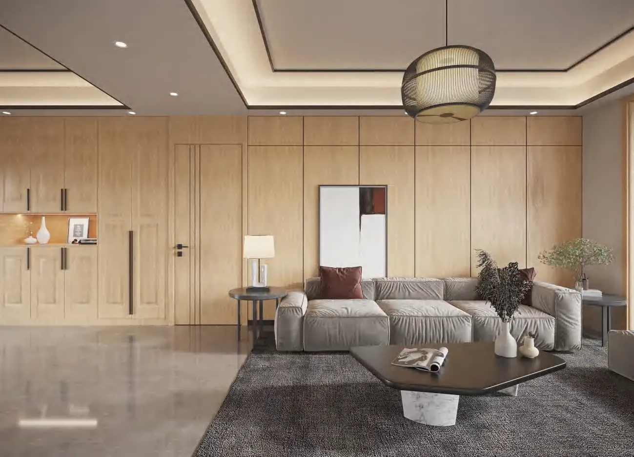 Goldea whole-home interior with coordinated doors, wall panels and cabinetry
