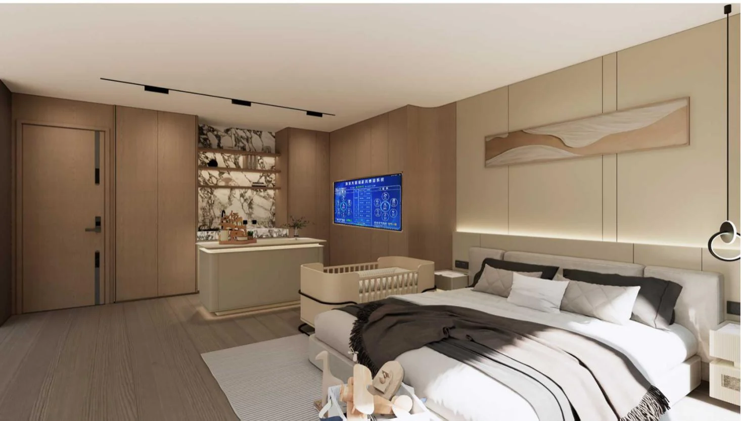 AIPO whole-home wellness bedroom with smart environment monitoring